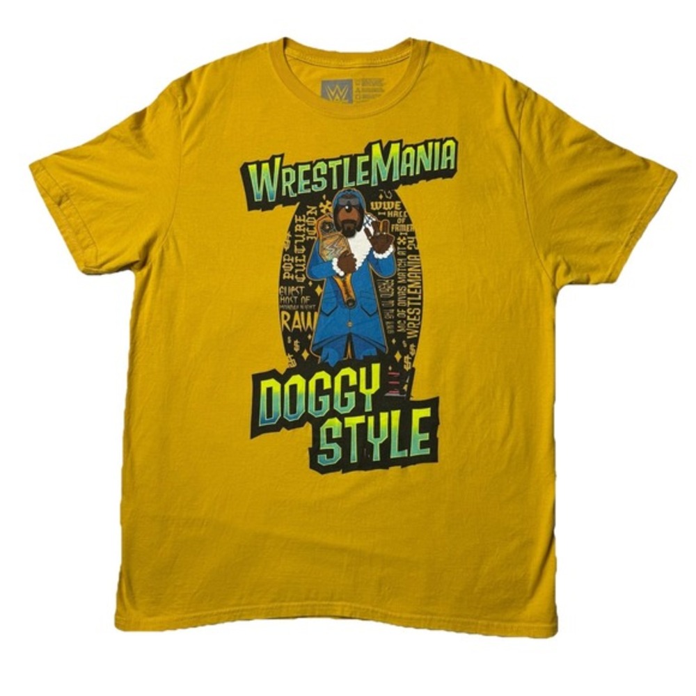 WrestleMania Snoop Dogg WWE Authentic XL Mustard Yellow Raw Mens XL